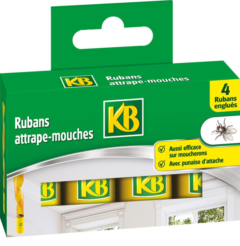 Lot de 4 Rubans attrape mouches, glu, KB