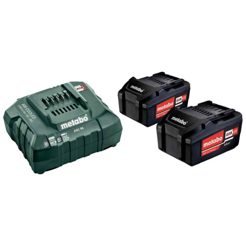 Pack énergie 18 V Pack 2 Batteries 18 volts + chargeur rapide - 2 x 4,0 Ah Li-Power, ASC 55, carton - Metabo