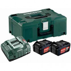 Pack énergie 18 V Pack 2 Batteries 5,2 Ah Li-Power + chargeur rapide - ASC 145, coffret Metabox - Metabo