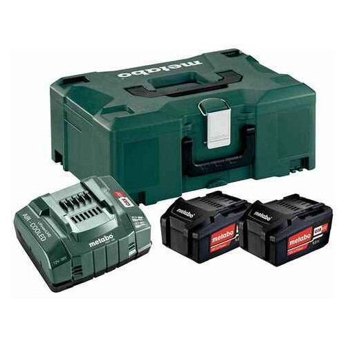 Pack énergie 18 V Pack 2 Batteries 5,2 Ah Li-Power + chargeur rapide - ASC 145, coffret Metabox - Metabo