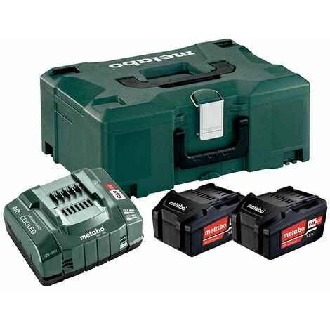 Pack énergie 18 V Pack 2 Batteries 5,2 Ah Li-Power + chargeur rapide - ASC 145, coffret Metabox