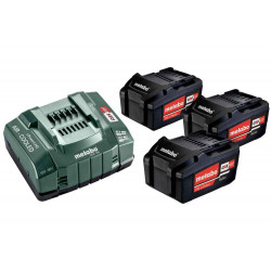 Pack énergie 18 V, 3 Batteries 5,2 Ah Li-Power + Chargeur rapide - Coffret de marque Metabo, référence: B6798400