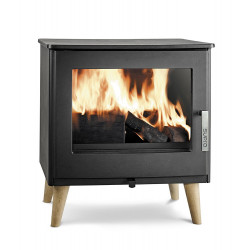 Poêle à bois AIKO en fonte pieds bois - horizontal - non étanche - 7kW de marque Supra, référence: B6863200