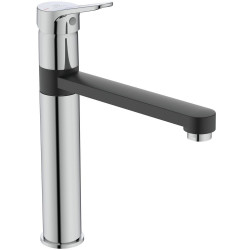 Mitigeur évier TYRIA, technologie Blue Start - Chrome et Noir de marque Ideal Standard, référence: B6867400