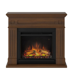 Cheminée électrique décorative "Larsen" Bois de noyer - Powerflame de marque TAGU, référence: B5544500