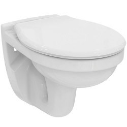 Ensemble cuvette suspendue avec bride et abattant WC simple ASTOR 2 blanc de marque Ideal Standard, référence: B6866600