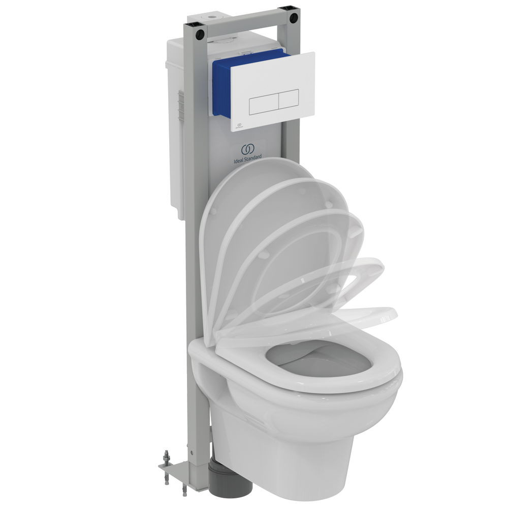 Pack bâti-support + cuvette suspendu Exacto + plaque Oleas