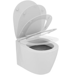 Pack WC suspendu Connect Space - Abattant frein de chute ultra-fin - porcelaine vitrifiée de marque Ideal Standard, référence: B6875900