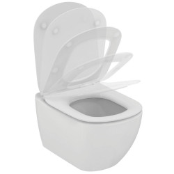 Pack WC suspendu Tesi AquaBlade - Abattant frein de chute ultra-fin - porcelaine vitrifiée de marque Ideal Standard, référence: B6876500