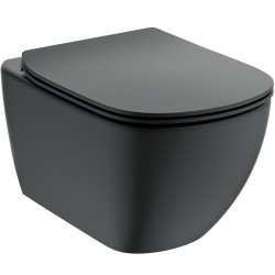 Pack WC suspendu Tesi AquaBlade - Noir mat - Abattant frein de chute ultra-fin - Ideal Standard