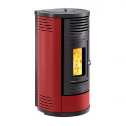 Poêle à granulés Fontica8 - rouge -  électronique 8 kW - Invicta
