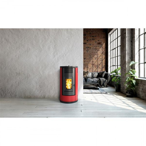 Poêle à granulés Fontica8 - rouge -  électronique 8 kW - Invicta