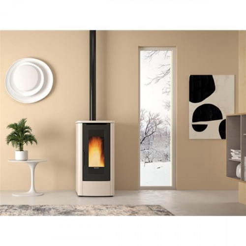 Poêle à granulés Teorema émaillé ivoire - électronique 10 kW - Nordica extraflame