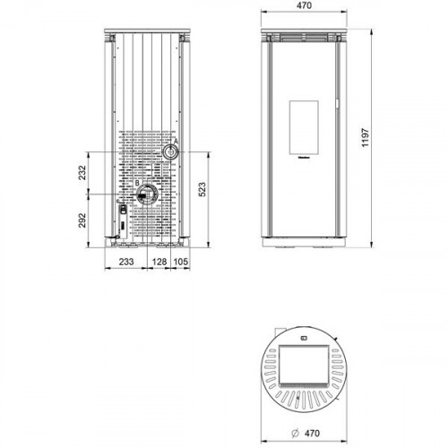 Poêle à granulés Pamela verre noir - électronique 8 kW - Nordica extraflame