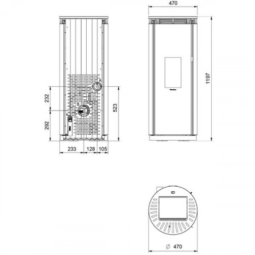 Poêle à granulés Pamela verre noir  - électronique 8 kW - Nordica extraflame