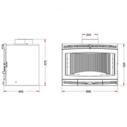 Insert - foyer à bois 700T Ø 200 mm 8 kW - Invicta