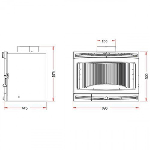 Insert - foyer à bois 700T Ø 200 mm 8 kW - Invicta