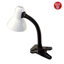 CHARLESTON CLIP: Lampe de bureau avec culot E27 et clip, blanc de marque VELAMP, référence: B6892800