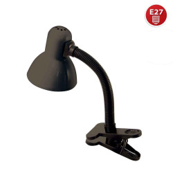 CHARLESTON CLIP: Lampe de bureau avec culot E27 et clip, noir de marque VELAMP, référence: B6892900