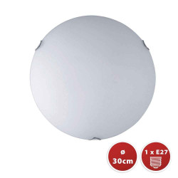 SAPHIR : Plafonnier en verre satiné, diamètre 30 cm, E27 de marque VELAMP, référence: B6905200