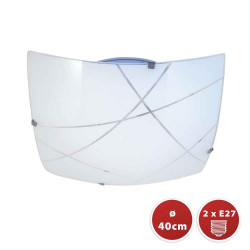MIRA: plafonnier en verre, carré 40x40cm, E27 de marque VELAMP, référence: B6917100
