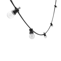 Guirlande extensible RETRO IP44, 7,5 mètres, 10 ampoules G50 "filament", câble noir Ø 4,3 mm de marque VELAMP, référence: J6919200