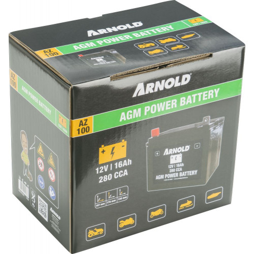 Batterie AGM 12V 16Ah pour tracteur tondeuse - Arnold