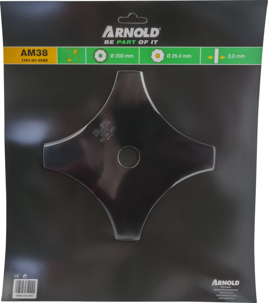 Arnold Lame de débroussailleuse 20 cm 4 dents alésage 25 4 cm - vue 2