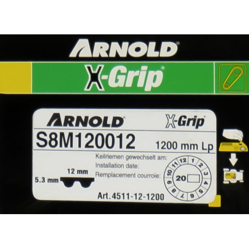 Courroie dentée trapézoïdale X-Grip de type 120S8M1200 - Arnold