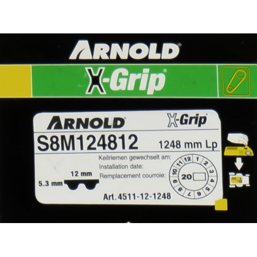 Courroie dentée trapézoïdale X-Grip de type 120S8M1248 - Arnold