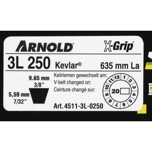 Courroie trapézoïdale X-Grip de type 3L-0250 - Arnold