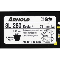 Courroie trapézoïdale X-Grip V de type 3L280 - Arnold