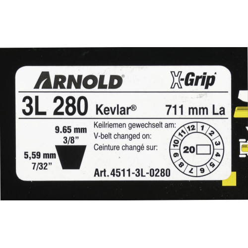 Courroie trapézoïdale X-Grip V de type 3L280 - Arnold