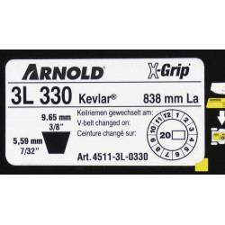 Courroie trapézoïdale X-Grip V de type 3L330 - Arnold