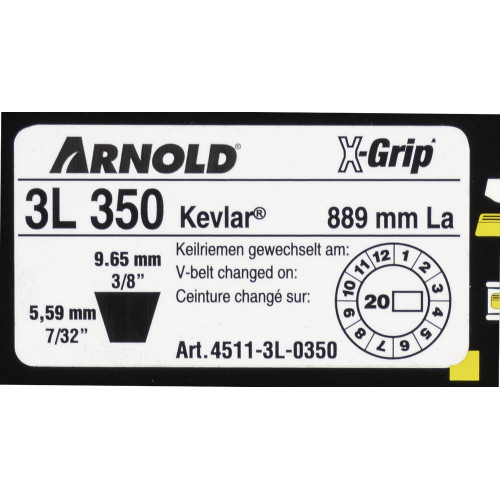 Courroie trapézoïdale X-Grip V de type 3L350 - Arnold