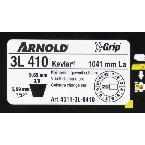 Courroie trapézoïdale X-Grip V de type 3L410 - Arnold