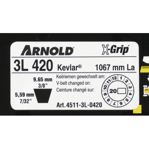 Courroie trapézoïdale X-Grip V de type 3L420 - Arnold