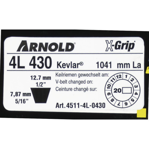 Courroie trapézoïdale X-Grip V de type 4L430 - Arnold