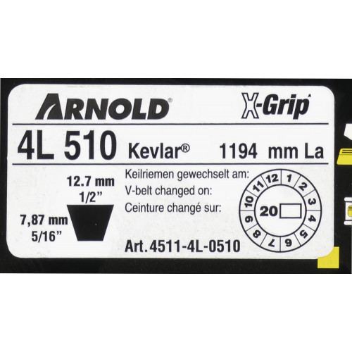 Courroie trapézoïdale X-Grip V de type 4L510 - Arnold