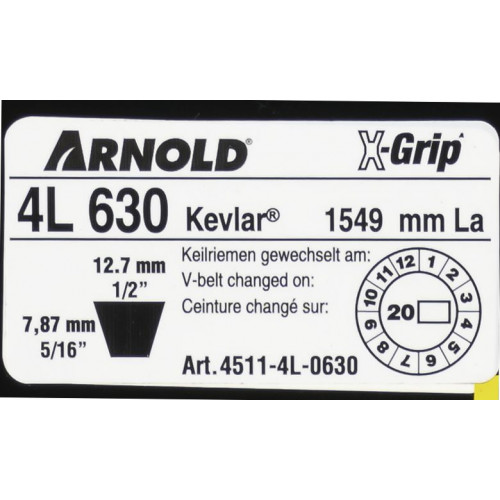 Courroie trapézoïdale X-Grip V de type 4L630 - Arnold