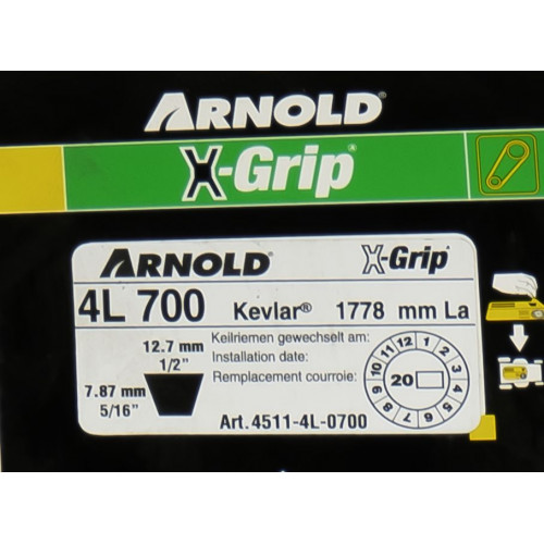 Courroie trapézoïdale X-Grip V de type 4L700 - Arnold