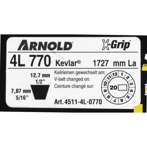 Courroie trapézoïdale X-Grip V de type 4L770 - Arnold