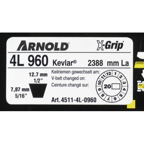 Courroie trapézoïdale X-Grip V de type 4L960 - Arnold