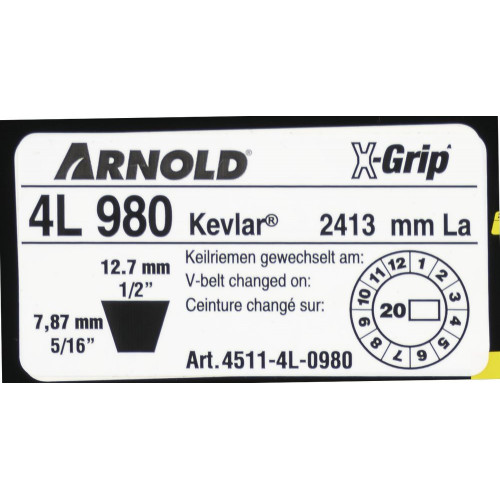 Courroie trapézoïdale X-Grip V de type 4L980 - Arnold