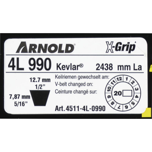 Courroie trapézoïdale X-Grip V de type 4L990 - Arnold