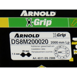 Courroie dentée trapézoïdale X-Grip de type 20DS8M2000 - Arnold