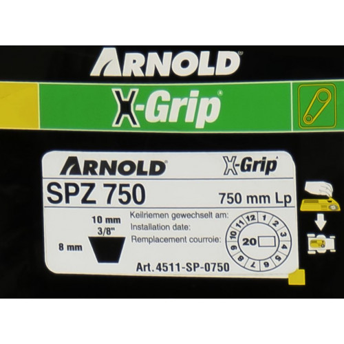 Courroie trapézoïdale X-Grip V de type SPZ 750 - Arnold