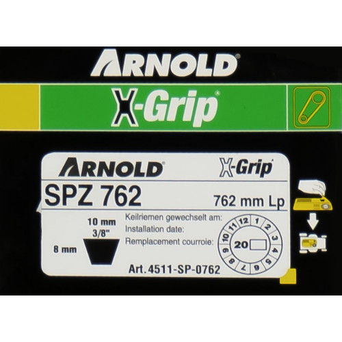 Courroie trapézoïdale X-Grip V de type SPZ 762 - Arnold