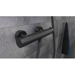 Mitigeur thermostatique LONDON noir mat - pour douche - Schütte