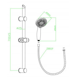 Set de douchette ADRIA - 5 fonctions - barre 63 cm - chromé - Schütte